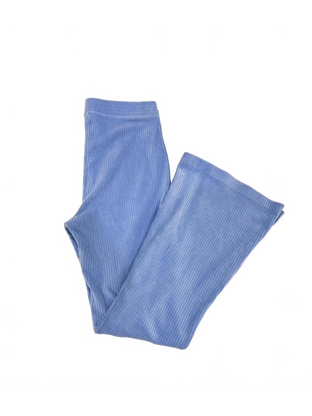 Aerie Groove On Sky Blue Velour Ribbed High Waisted Flare Pants Large - Picture 3 of 9